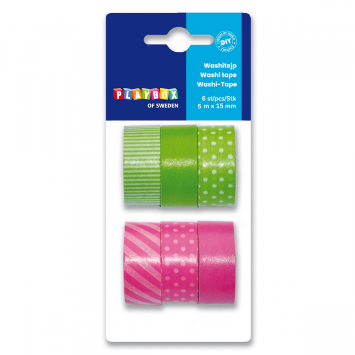 Washi Tape 6 pcs green & pink in the group Hobby & Creativity / Hobby Accessories / Washi Tape at Pen Store (126869)