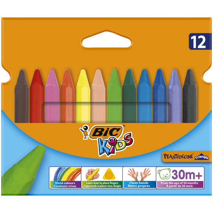 Kids Plastidecor Triangle Crayons 12-set in the group Kids / Kids' Pens / 3 Years+ at Pen Store (100257)