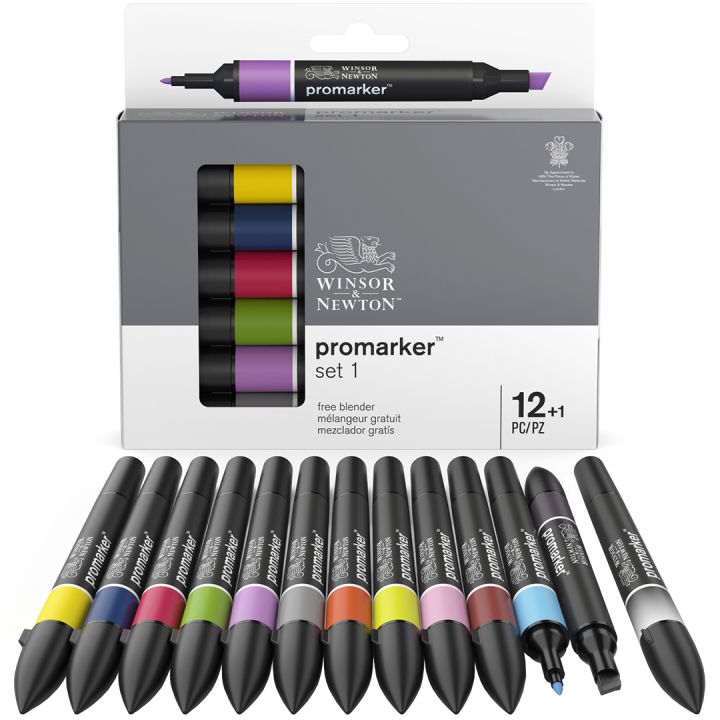 ProMarker 12-set + blender (Set 1) in the group Pens / Artist Pens / Felt Tip Pens at Pen Store (100540)