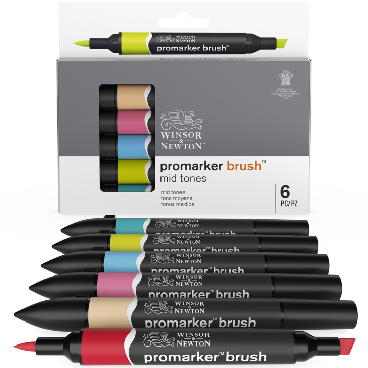 BrushMarker 6-set Mid Tones in the group Pens / Artist Pens / Brush Pens at Pen Store (100552)