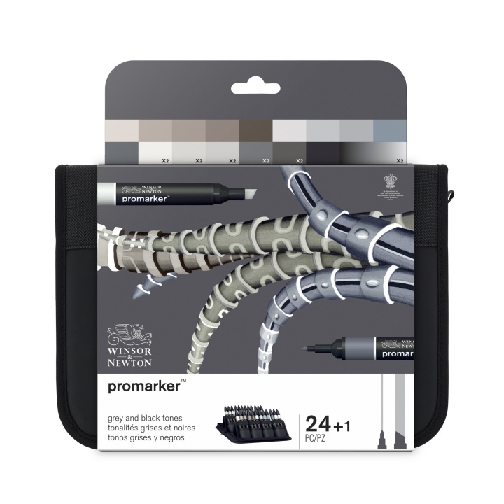 Promarker Black & Greys Wallet 24-set in the group Pens / Artist Pens / Felt Tip Pens at Pen Store (100568)