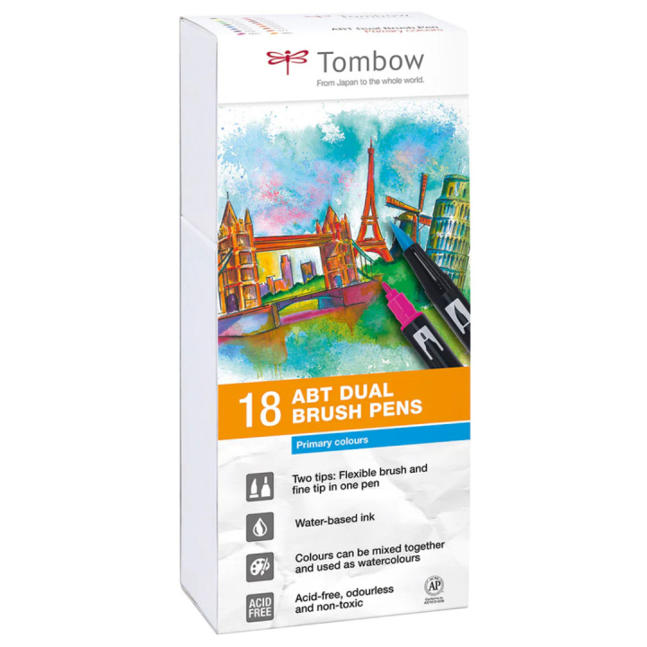 ABT Dual Brush pen 18-set Primary in the group Pens / Artist Pens / Brush Pens at Pen Store (101098)