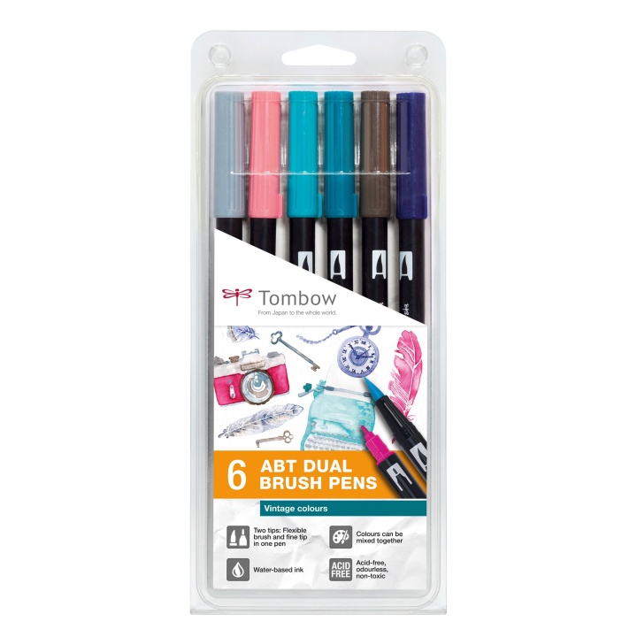 ABT Dual Brush pen 6-set Vintage in the group Pens / Artist Pens / Brush Pens at Pen Store (101107)