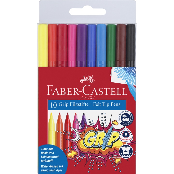 Grip Colour Markers - Set of 10 in the group Kids / Kids' Pens / Felt Tip Pens for Kids at Pen Store (101392)