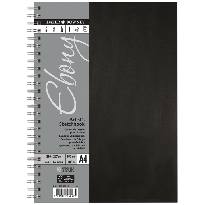 Ebony Artist's Sketch Book A4 in the group Paper & Pads / Artist Pads & Paper / Sketchbooks at Pen Store (101470)