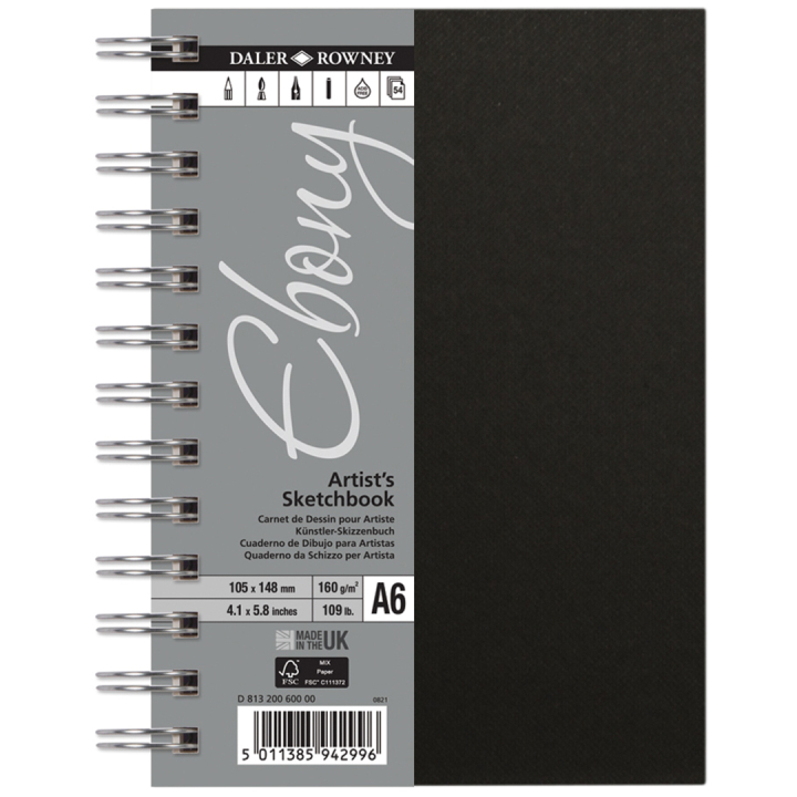 Ebony Artist's Sketch Book A6 in the group Paper & Pads / Artist Pads & Paper / Sketchbooks at Pen Store (101472)