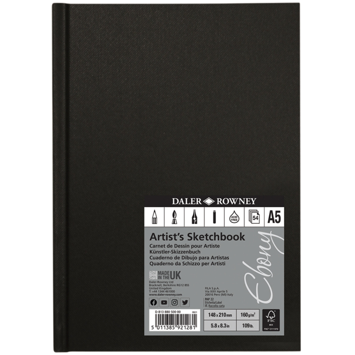 Ebony Artist's Sketch Book A5 in the group Paper & Pads / Artist Pads & Paper / Sketchbooks at Pen Store (101476)