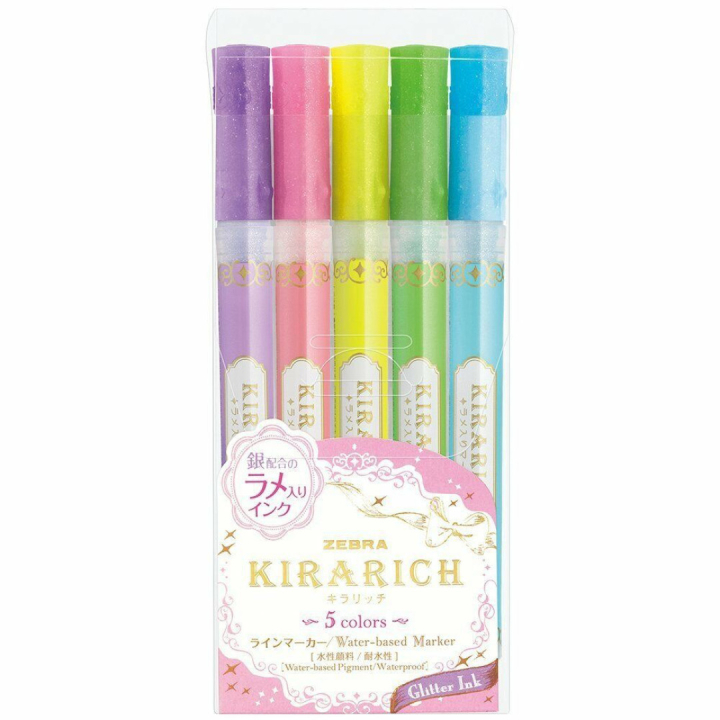 Kirarich Glitter Highlighter 5-set in the group Hobby & Creativity / Techniques / Bullet Journaling at Pen Store (102200)