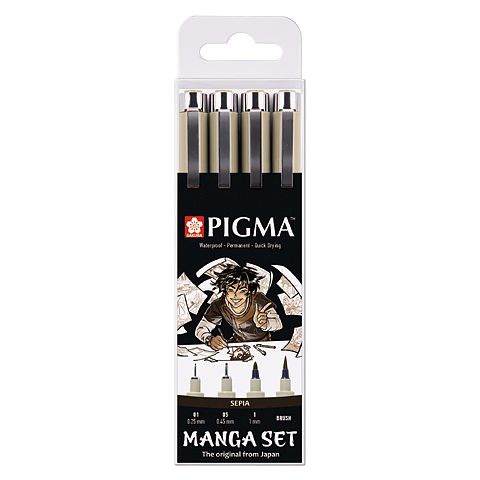 Pigma Sepia Manga 4-set in the group Pens / Writing / Gel Pens at Pen Store (103540)