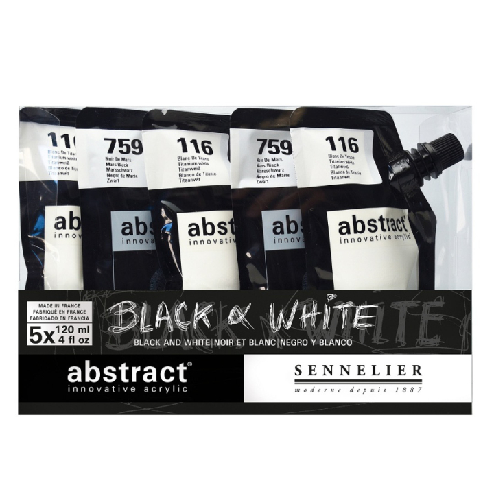 Abstract Acrylic Black & White in the group Art Supplies / Artist colours / Acrylic Paint at Pen Store (106258)