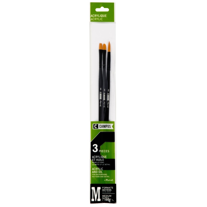 Campus Acrylic Brush 3-set M in the group Art Supplies / Brushes / Synthetic Brushes at Pen Store (108370)