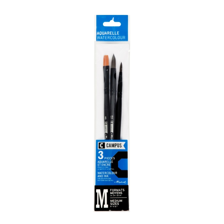Campus Watercolour Brush 3-set M in the group Art Supplies / Brushes / Synthetic Brushes at Pen Store (108377)