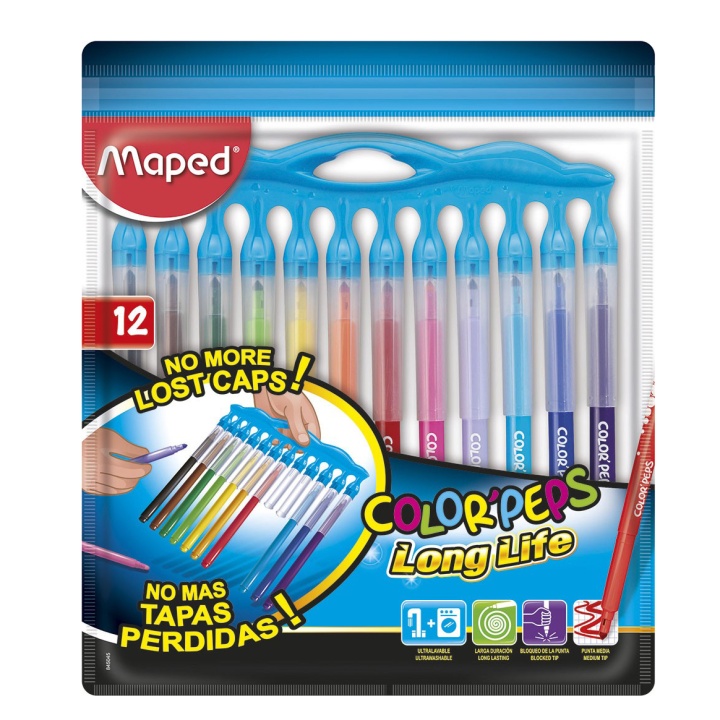 Color Peps Long Life 12 Felt Tips Innovation Pouch in the group Kids / Kids' Pens / Felt Tip Pens for Kids at Pen Store (108770)