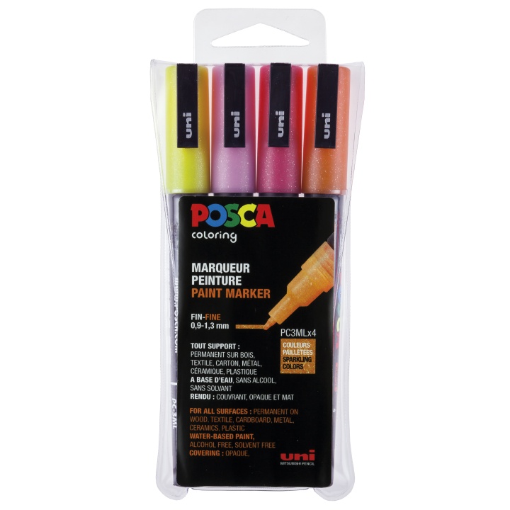Posca PC-3M Glitter Red tones - Set of 4 in the group Pens / Artist Pens / Illustration Markers at Pen Store (110416)