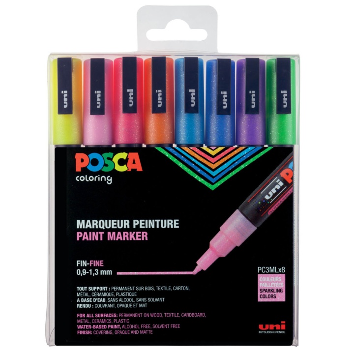 Posca PC-3M Sparkling tones- Set of 8 in the group Pens / Artist Pens / Illustration Markers at Pen Store (110429)