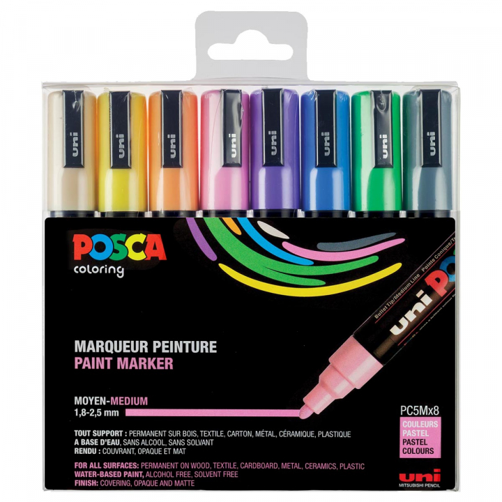 Posca PC-5M Pastel - Set of 8 in the group Pens / Artist Pens / Illustration Markers at Pen Store (112633)