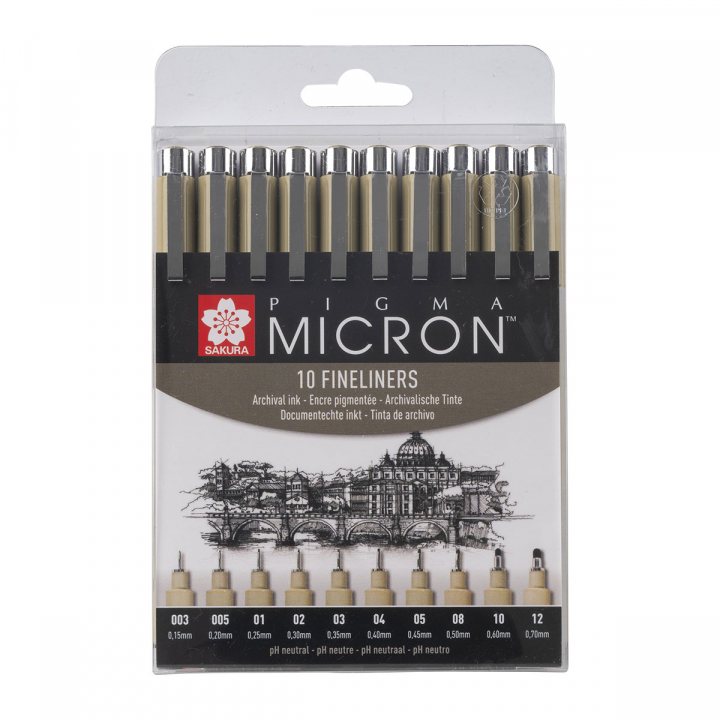 Pigma Micron Fineliner 10-set Black in the group Pens / Product series / Pigma Micron at Pen Store (125574)