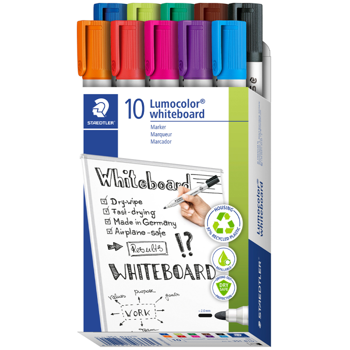Lumocolor Whiteboard marker 10-pack 2 mm in the group Pens / Office / Whiteboard Markers at Pen Store (126607)