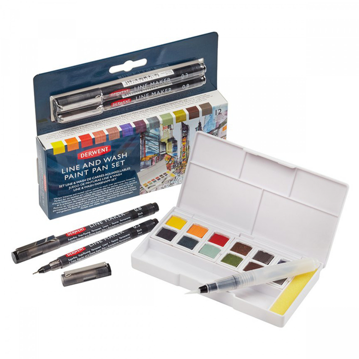 Line & Wash Paint Pan Set 12 half pans in the group Art Supplies / Artist colours / Watercolor Paint at Pen Store (128196)