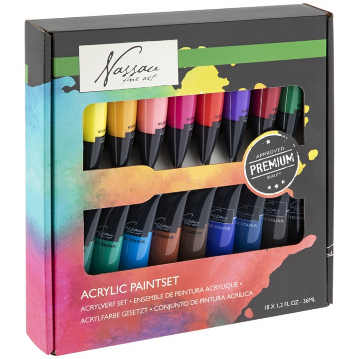 Acrylic paint 36 ml 18-set in the group Art Supplies / Artist colours / Acrylic Paint at Pen Store (128540)