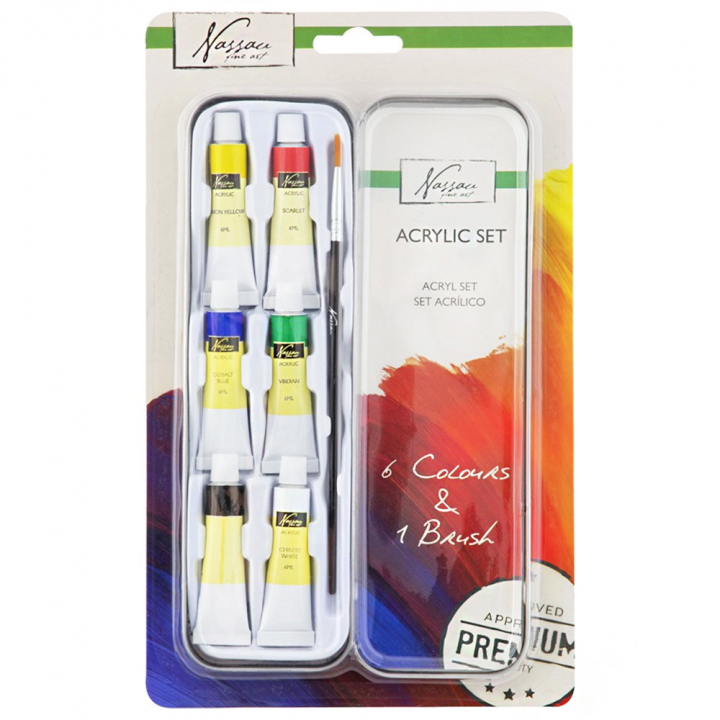 Acrylic Set 6 colours (6 ml) + brush in the group Art Supplies / Artist colours / Acrylic Paint at Pen Store (128544)
