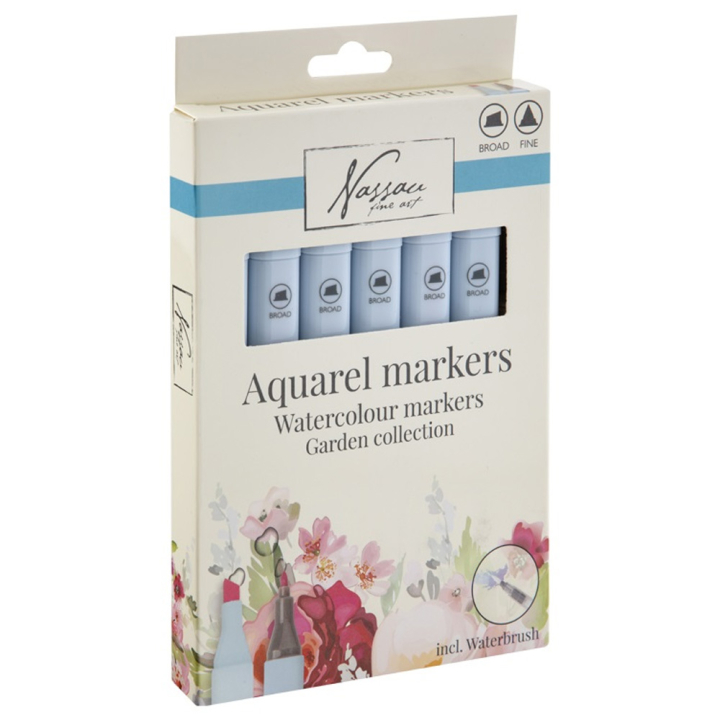 Aquarel marker Dual 6-set Garden + waterbrush in the group Pens / Artist Pens / Watercolor Pencils at Pen Store (129349)