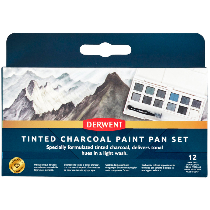 Tinted Charcoal Paint Pan Set 12 Half pans in the group Art Supplies / Artist colours / Watercolour Paint / Watercolour pans at Pen Store (129568)