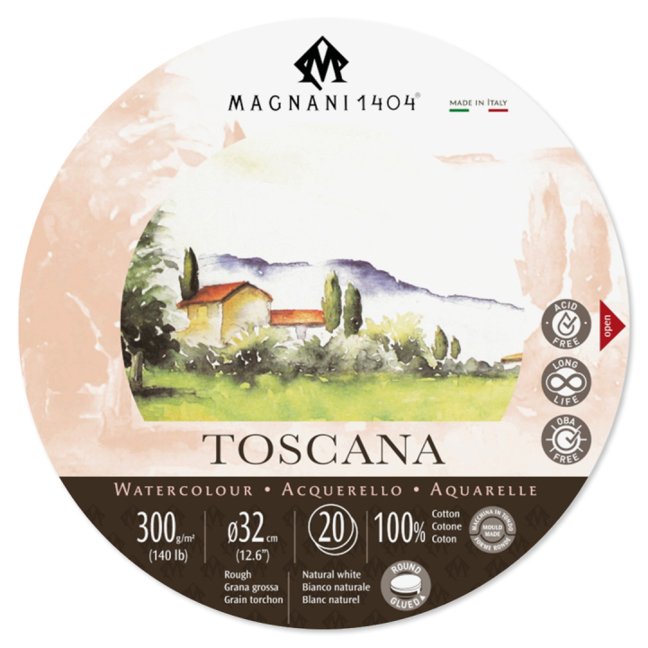 Watercolour Pad Round Toscana 100% Cotton 300g 32cm 20 Sheets in the group Paper & Pads / Artist Pads & Paper / Watercolor Pads at Pen Store (129655)