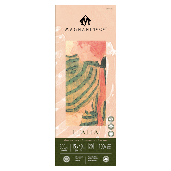Watercolour Pad Italia 100% Cotton 300g Fine Grain 15x40cm 20 Sheets in the group Paper & Pads / Artist Pads & Paper / Watercolor Pads at Pen Store (129660)