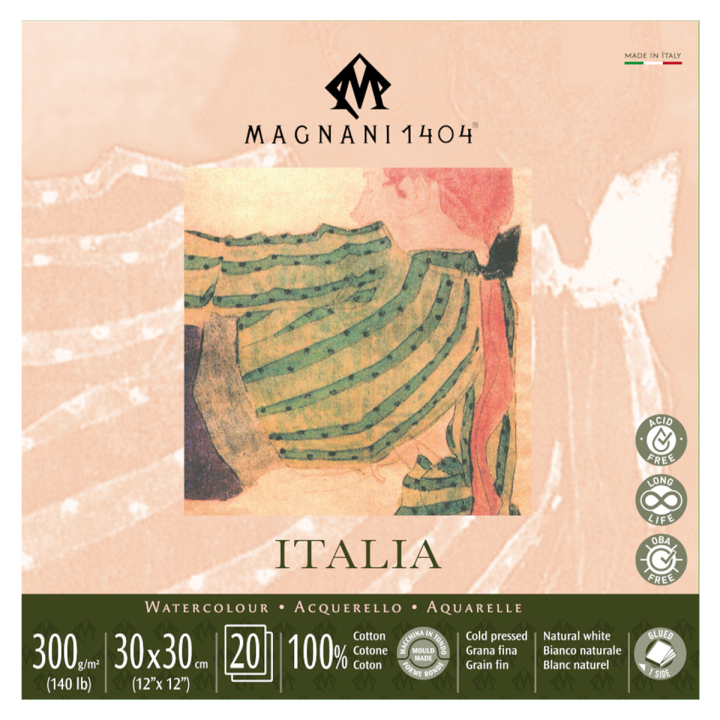Watercolour Pad Italia 100% Cotton 300g Fine Grain 30x30cm 20 Sheets in the group Paper & Pads / Artist Pads & Paper / Watercolor Pads at Pen Store (129665)