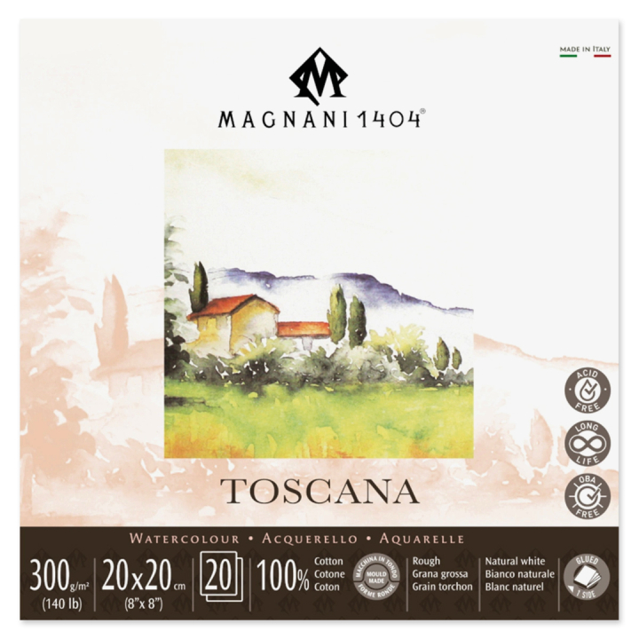 Watercolour Pad Toscana 100% Cotton 300g Rough 20x20cm 20 Sheets in the group Paper & Pads / Artist Pads & Paper / Watercolor Pads at Pen Store (129673)