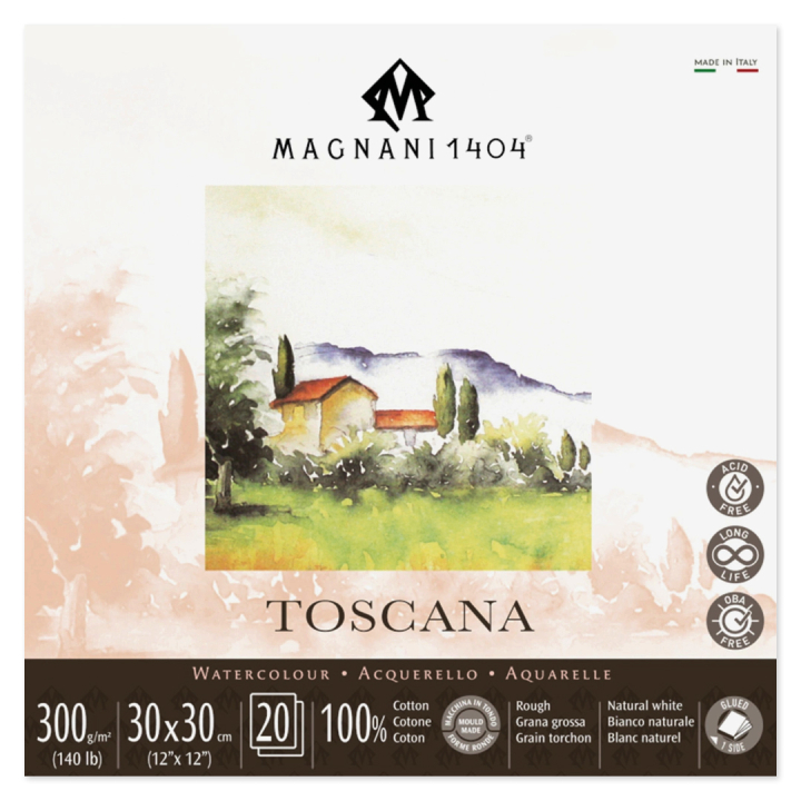 Watercolour Pad Toscana 100% Cotton 300g Rough 30x30cm 20 Sheets in the group Paper & Pads / Artist Pads & Paper / Watercolor Pads at Pen Store (129676)