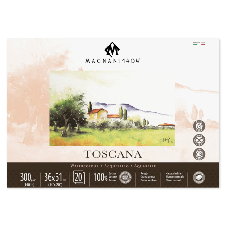 Watercolour Pad Toscana 100% Cotton 300g Rough 36x51cm 20 Sheets in the group Paper & Pads / Artist Pads & Paper / Watercolor Pads at Pen Store (129678)