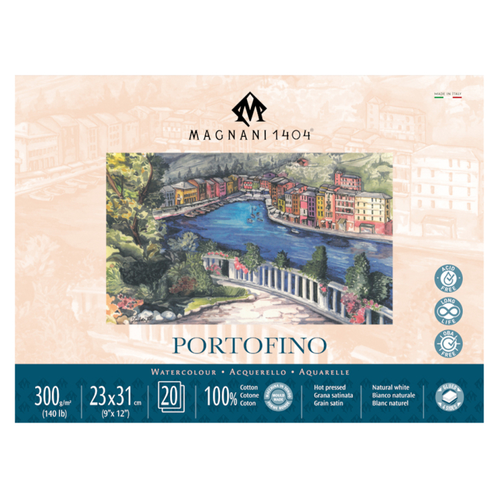 Watercolour Pad Portofino 100% Cotton 300g Satin 23x31cm 20 Sheets in the group Paper & Pads / Artist Pads & Paper / Watercolor Pads at Pen Store (129686)