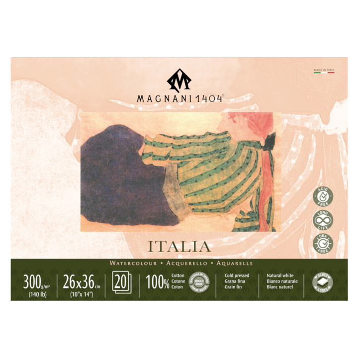 Watercolour Pad Italia 100% Cotton 300g 26x36cm 20 Sheets in the group Paper & Pads / Artist Pads & Paper / Watercolor Pads at Pen Store (129830)