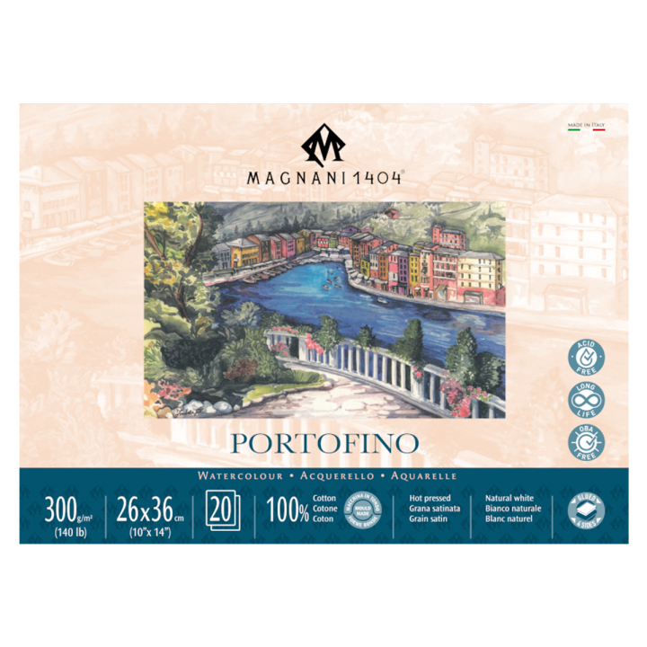 Watercolour Pad Portofino 100% Cotton 300g 26x36cm 20 Sheets in the group Paper & Pads / Artist Pads & Paper / Watercolor Pads at Pen Store (129832)