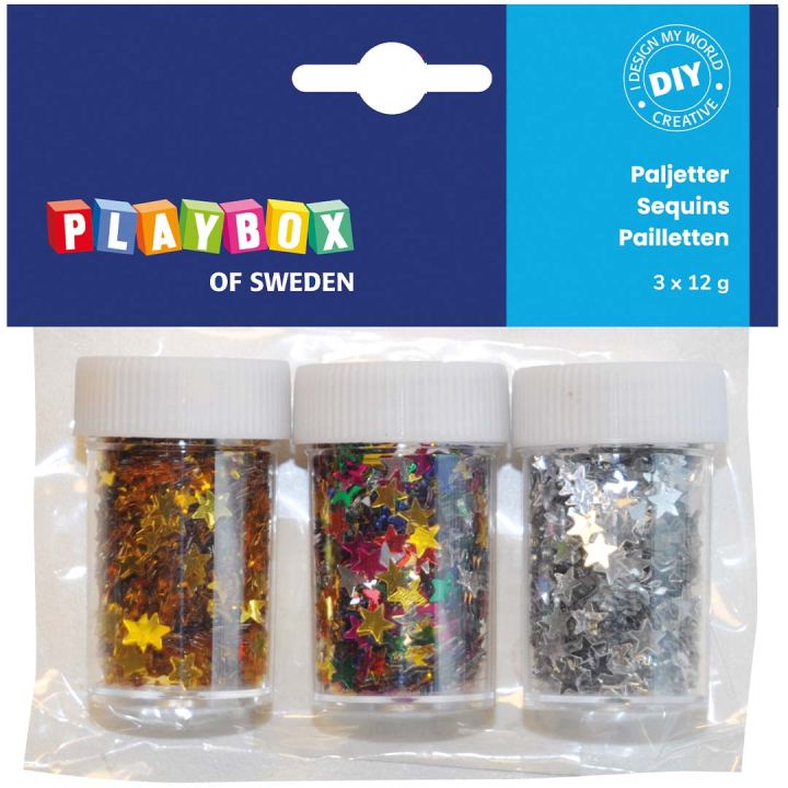 Sequins 3 x stars 12 g in the group Kids / Fun and learning / Glitter and sequins at Pen Store (131287)