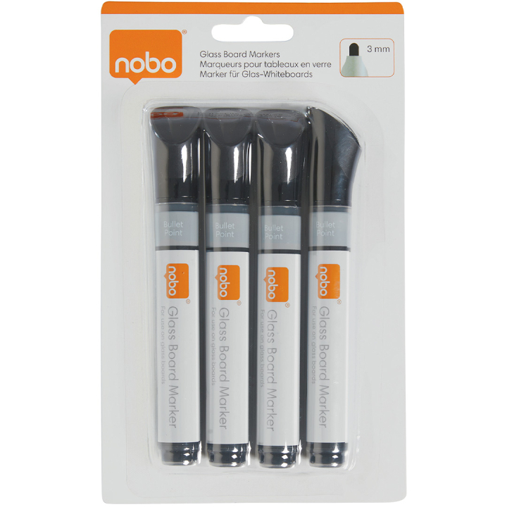 Whiteboard marker for glass board Black 4-pack in the group Pens / Office / Whiteboard Markers at Pen Store (132388)