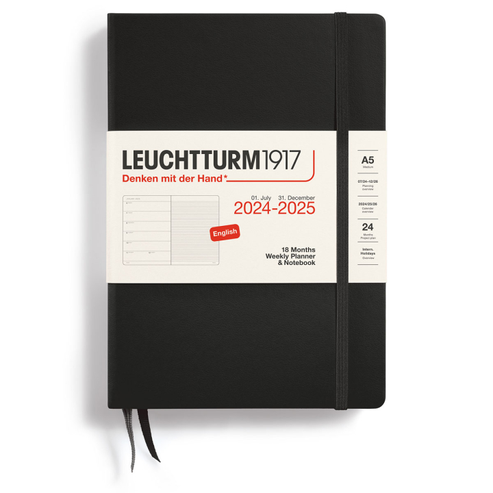 Planner 18M Weekly Planner & Notebook Hard Cover A5 Black in the group Paper & Pads / Planners / 18-Month Planners at Pen Store (132564)