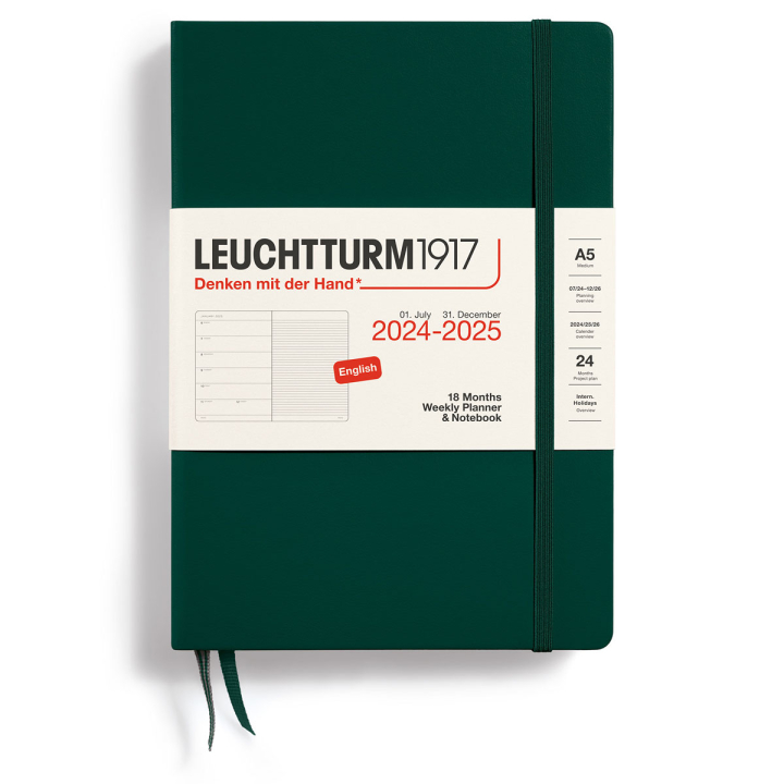 Planner 18M Weekly Planner & Notebook Hard Cover A5 Forest Green in the group Paper & Pads / Planners / 18-Month Planners at Pen Store (132568)