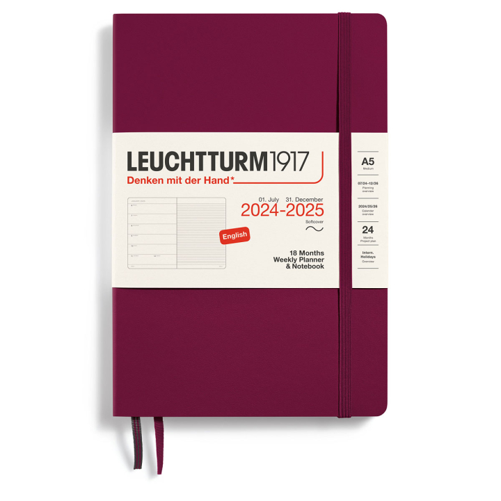 Planner 18M Weekly Planner & Notebook Soft Cover A5 Port Red in the group Paper & Pads / Planners / 18-Month Planners at Pen Store (132572)