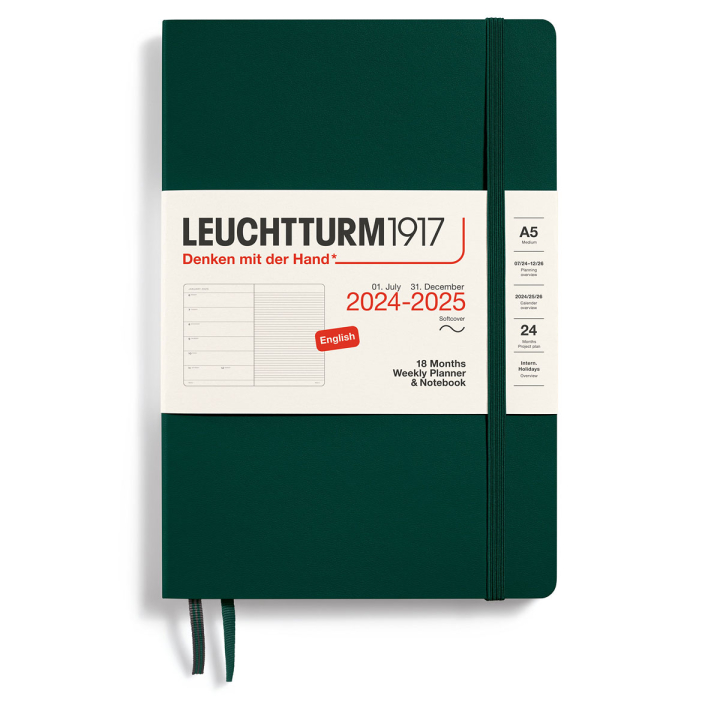 Planner 18M Weekly Planner & Notebook Soft Cover A5 Forest Green in the group Paper & Pads / Planners / 18-Month Planners at Pen Store (132574)