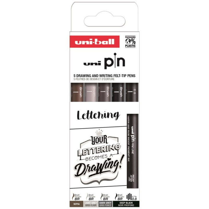 Pin Fineliner 5-set Lettering in the group Pens / Artist Pens / Brush Pens at Pen Store (132722)