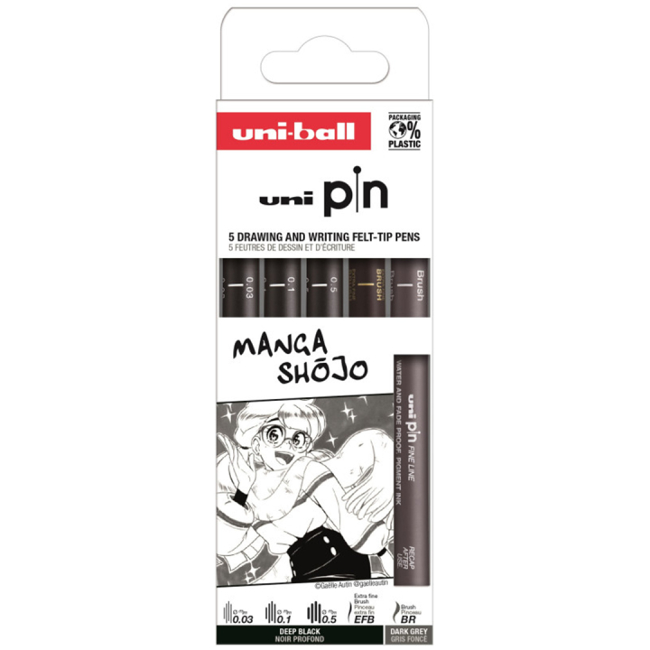 Pin Fineliner 5-set Manga Shojo in the group Pens / Writing / Fineliners at Pen Store (132731)