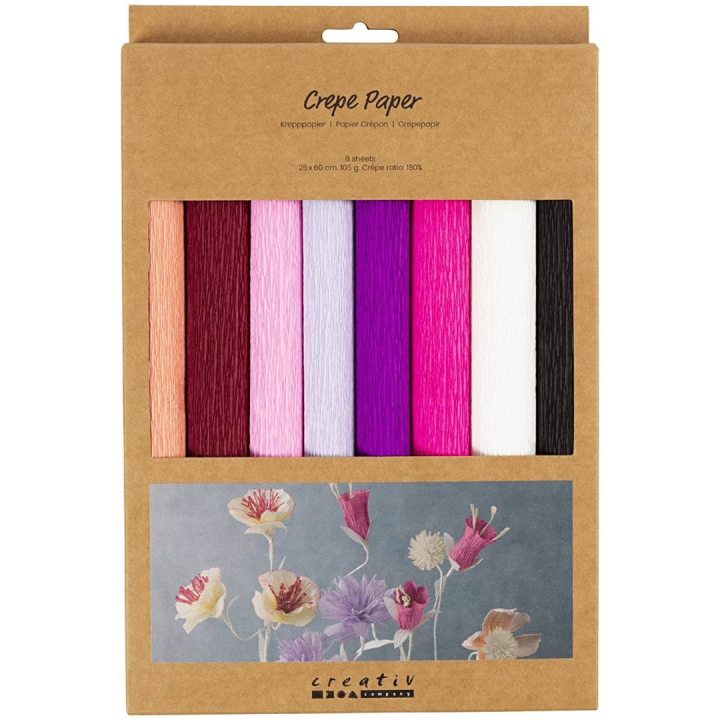 Crepe Paper Purple pink colour mix 8 sheets in the group Hobby & Creativity / Create / Crepe Paper at Pen Store (134703)