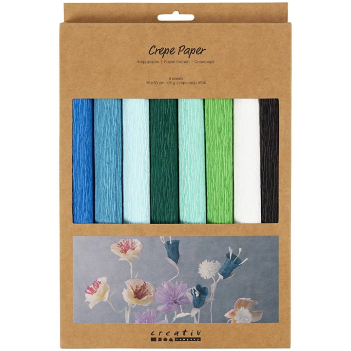 Crepe Paper Blue-green colour mix 8 sheets in the group Hobby & Creativity / Create / Crepe Paper at Pen Store (134704)