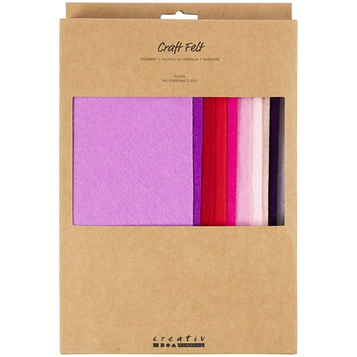 Craft felt A4 10-pack Purple pink colour mix in the group Hobby & Creativity / Create / Craft felt at Pen Store (134712)