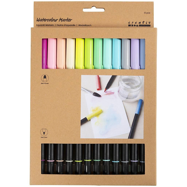 Watercolour Markers Two-Tip Brush Set of 12 in the group Pens / Artist Pens / Brush Pens at Pen Store (134825)