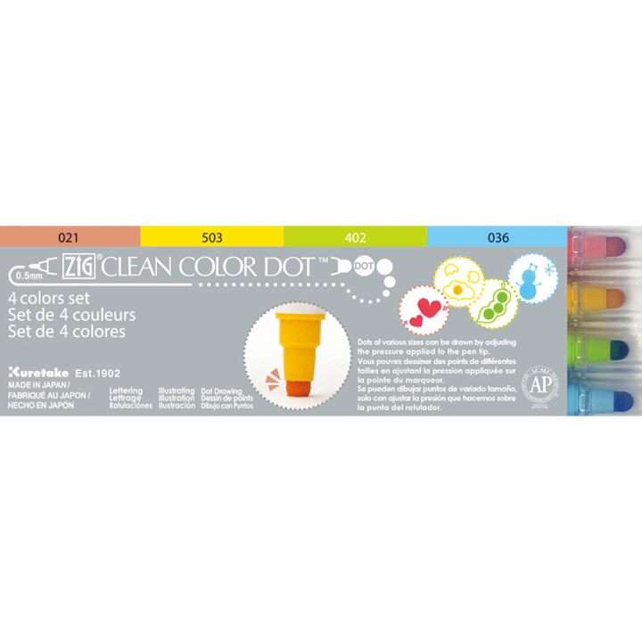 Clean Color DOT Pen Set 4 pcs in the group Pens / Artist Pens / Illustration Markers at Pen Store (135667)