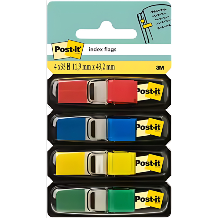 Post-it Index Tabs 11.9 x 43.2 mm 4 colours Set 1 in the group Paper & Pads / Note & Memo / Post-it and notepads at Pen Store (135697)